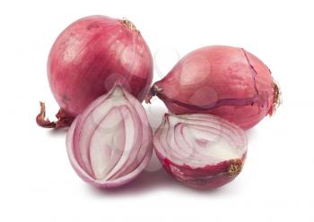 Royalty Free Photo of Two Whole and One Half of an Onion