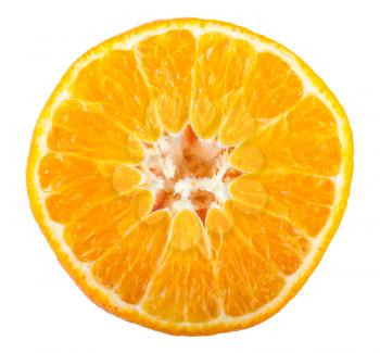 Half of ripe tangerine isolated on white background