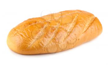 Long bread loaf isolated on a white background