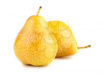 Pair of yellow ripe pears isolated on white background