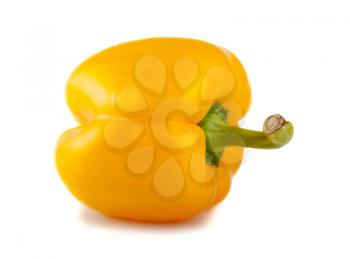Single yellow pepper isolated on white background
