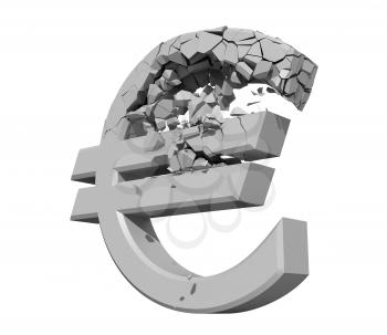 Royalty Free Clipart Image of a Damaged Euro