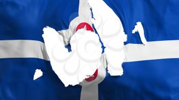 Ragged Indianapolis city, capital of Indiana state flag, white background, 3d rendering
