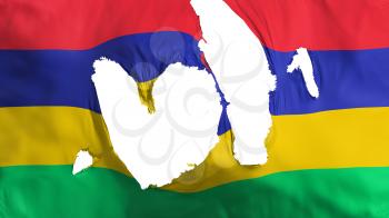 Ragged Mauritius flag, white background, 3d rendering