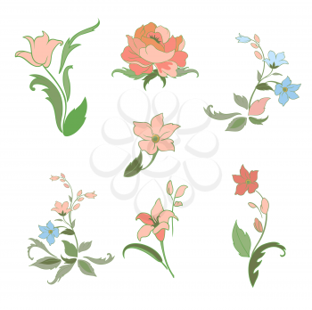 Royalty Free Clipart Image of a Bunch of Flowers