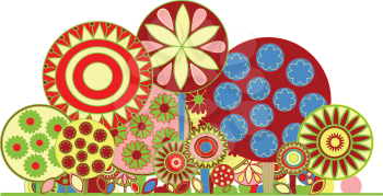 Royalty Free Clipart Image of a Funky Floral Background