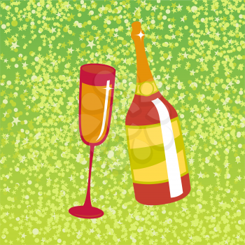 Royalty Free Clipart Image of a Bottle of Champagne