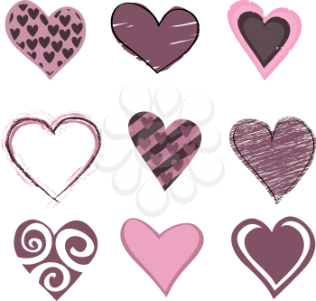 Royalty Free Clipart Image of a Set of Hearts