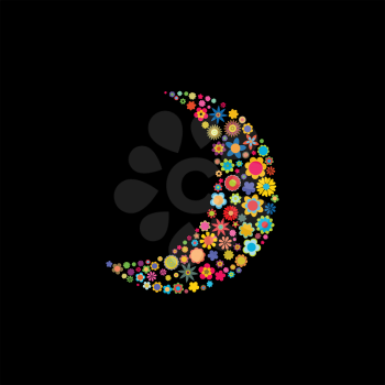 Royalty Free Clipart Image of a Floral Moon