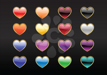 Royalty Free Clipart Image of Colourful Heart Buttons