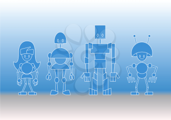 Royalty Free Clipart Image of a Robot Family