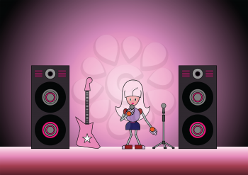 Royalty Free Clipart Image of a Robot Girl Performing