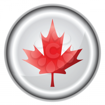 Royalty Free Clipart Image of a Canadian Maple Leaf Button