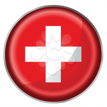 Royalty Free Clipart Image of a Switzerland Flag Button