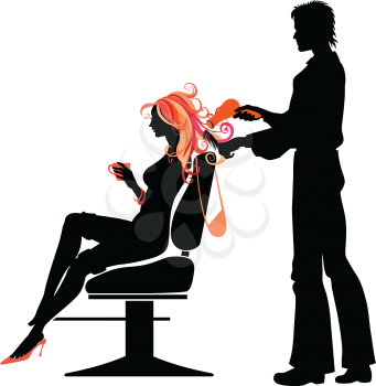 Royalty Free Clipart Image of a Woman at the Hairdressers