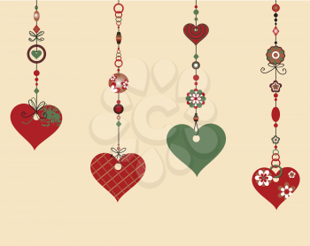 Royalty Free Clipart Image of Heart Wind Chimes