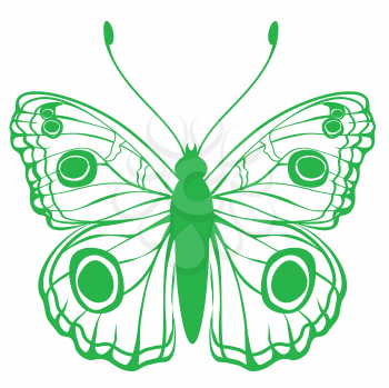 Royalty Free Clipart Image of a Green Butterfly