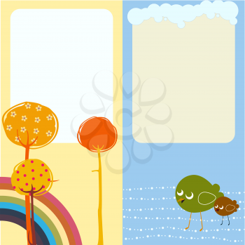 Royalty Free Clipart Image of Two Nature Themed Greeting Cards