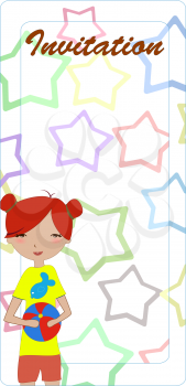 Royalty Free Clipart Image of a Girl Holding a Ball