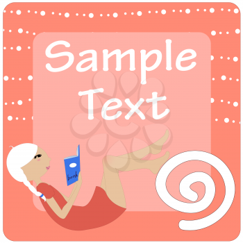 Royalty Free Clipart Image of a Girl Reading