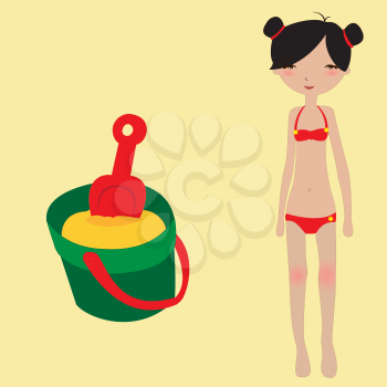 Royalty Free Clipart Image of a Girl With Beach Toys