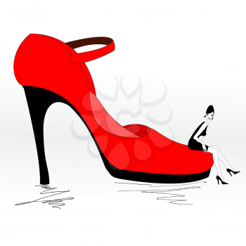 Royalty Free Clipart Image of a Woman on a High Heel