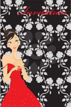 Royalty Free Clipart Image of a Woman in a Dress