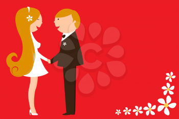 Royalty Free Clipart Image of a Bride and Groom