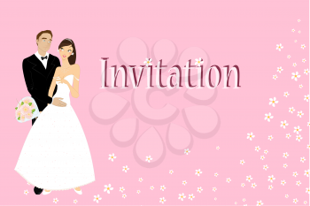 Royalty Free Clipart Image of a Bride and Groom