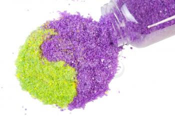 Royalty Free Photo of Lavender and Green Tea Sea Salt in Yin-Yang Sign