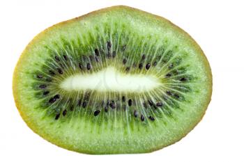 Kiwi slice macro isolated on white background
