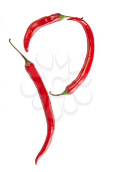 p letter made from chili, with clipping path
