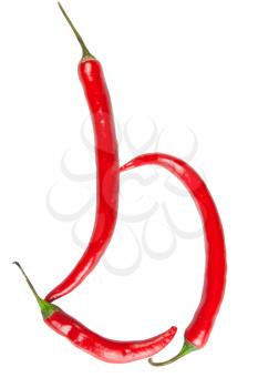 b letter made from chili, with clipping path
