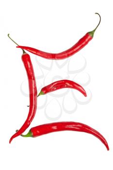 e letter made from chili, with clipping path
