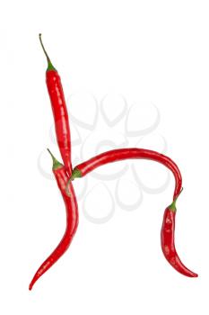 h letter made from chili, with clipping path
