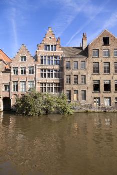 River channel and buildings in Gent, Belgium
