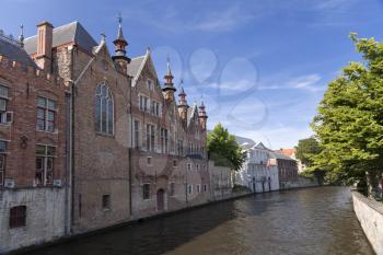 River channel and buildings in Bruges, Belgium

