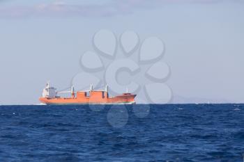 Bulk-carrier ship sailing in the sea
