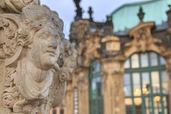 Closeup stone statue at Zwinger palace in Dresden, Germany
