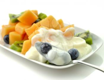 Royalty Free Photo of Fruits and Yogurt