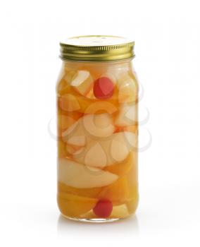 Jar Of Canned Fruits  On White Backround