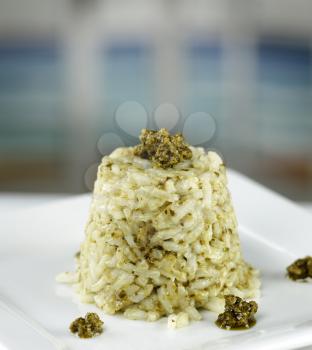 Risotto With Pesto Sauce ,Close Up 