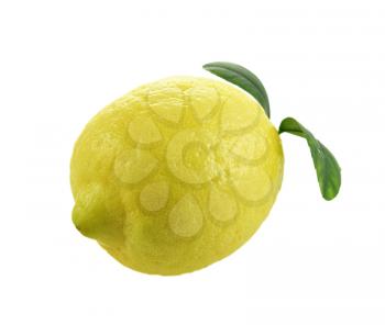 a fresh lemon with leaves