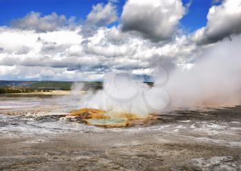 Clepsydra Geyser located in the Fountain Paint Pot area of Yellowstone. 
