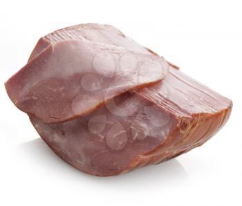 Piece Of Sliced Ham On White Background