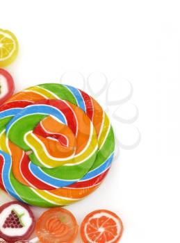 Colorful Fruit Candies On White Background