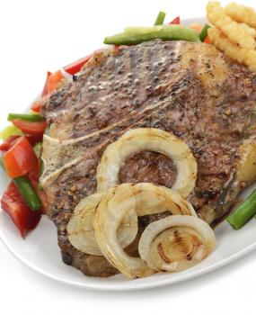 Beef Steak With Vegetables And Fries