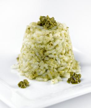 Risotto With Pesto Sauce ,Close Up
