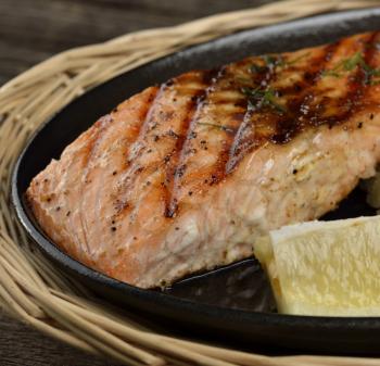 Grilled Salmon Fillet With Lemon