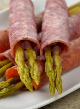 Salami With Marinated Asparagus Appetizer